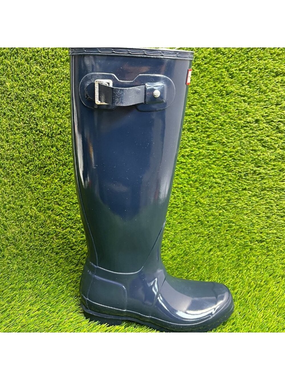 Hunter Original Tall Gloss Womens Size 5 Blue Outdoor Waterproof Rain Boots